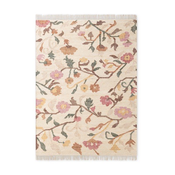 Кремав ръчно изработен ютен килим 200x300 cm Roya Violette – Elle Decoration