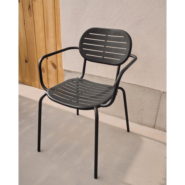 Тъмносив градински стол метален Brai – Kave Home-image-1