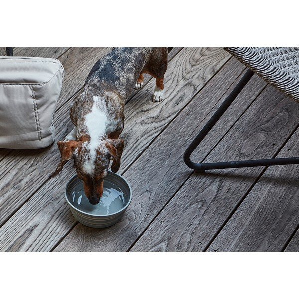 Силиконова сгъваема купичка за пътуване за куче ø 15,5 cm Piega Slate – MiaCara-image-1