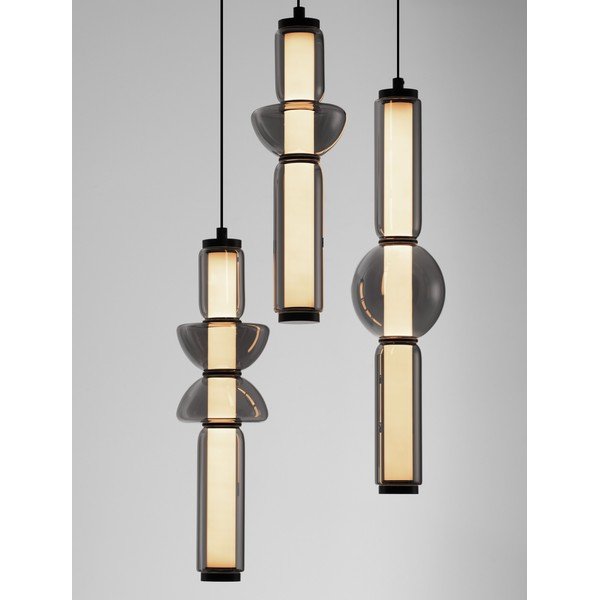 Сиво стъклено LED затъмняващо се висящо осветително тяло ø 38 cm Ulon – Nova Luce-image-1