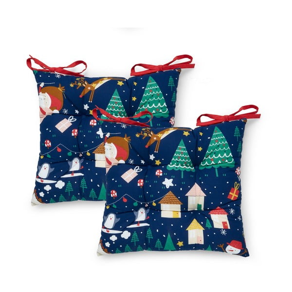Възглавници за сядане в комплект от 2 с коледен мотив 40x40 cm Santa's Christmas Wonderland - Catherine Lansfield