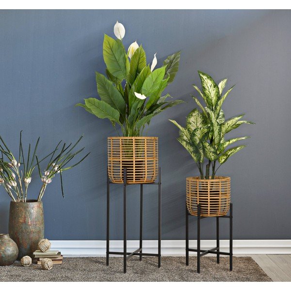 Комплект от 2 стойки за саксии от ратан, височина 90 cm - Mauro Ferretti-image-1
