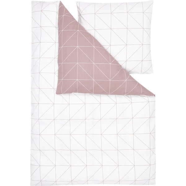 Бяло и розово памучно спално бельо за единично легло by46, 155 x 220 cm - Westwing Collection