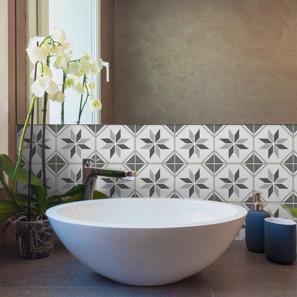 Комплект от 9 стикера за стена Cement Tiles Foot, 10 x 10 cm - Ambiance-image-1