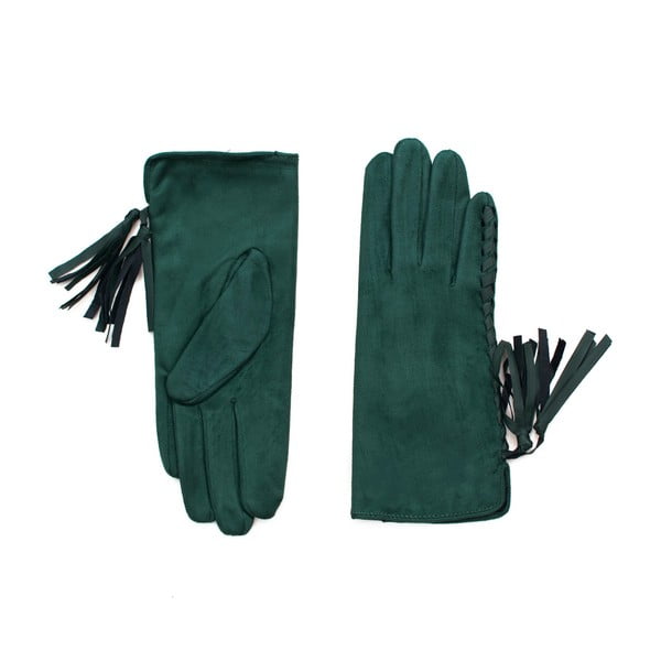 Tmavě zelené rukavice Tassel
