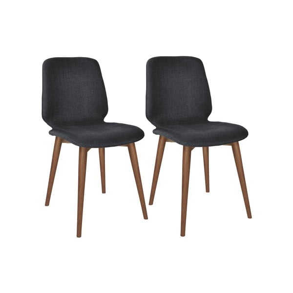 Комплект от 2 черни трапезни стола с масивни крака от орех WOOD AND VISION Basic - Wood and Vision