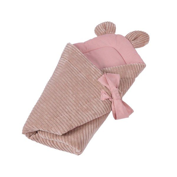 Розово бебешко одеяло от рипсено кадифе 35x65 cm – Meowbaby-image-1