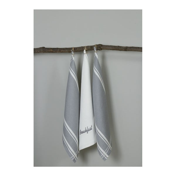 Комплект от 3 сиви и бели кухненски кърпи Закуска, 50 x 70 cm - My Home Plus