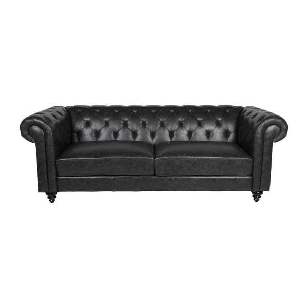 Черен диван от изкуствена кожа Charlietown, 219 cm - Actona