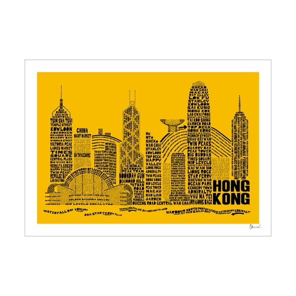 Plakát Hong Kong Yellow&Black, 50x70 cm