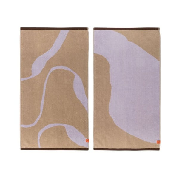 Комплект от 2 кърпи от органичен памук в цвят лавандула и светлокафяво 50x90 cm Nova Arte - Mette Ditmer Denmark