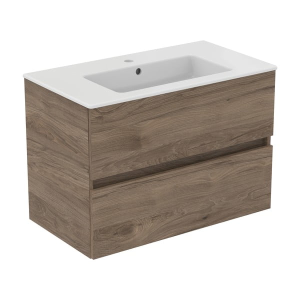 Стенен шкаф за мивка от декор от орех в естествен цвят 80x55 cm Eurovit+ – Ideal Standard-image-2