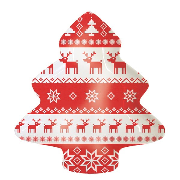 Декоративен поднос от костен порцелан с коледен мотив Magic Rojo Christmas - PPD