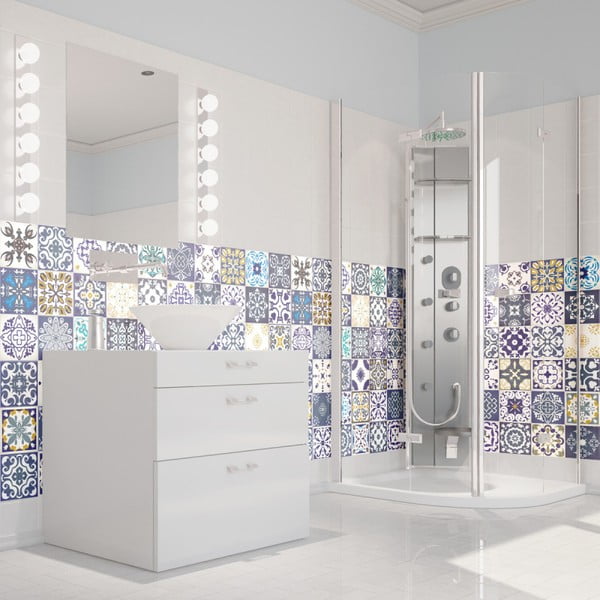 Комплект от 60 стикера за стена Wall Decal Tiles Azulejos , 15 x 15 cm Cyprus - Ambiance