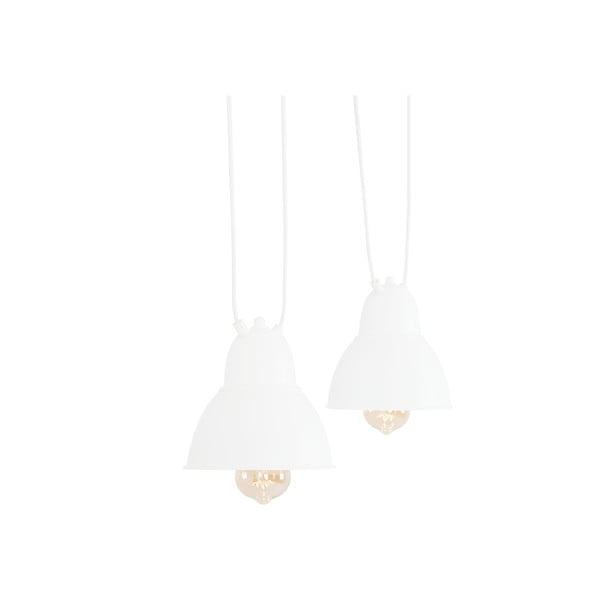 Бяла двойна висяща лампа със златни детайли Coben - CustomForm