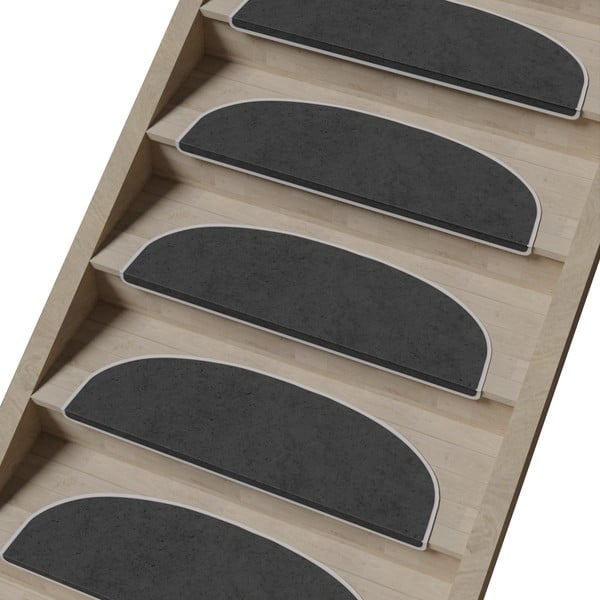 Тъмносиви килимчета за стълби в комплект от 16 части 20x65 cm Plain Color - Vitaus-image-1