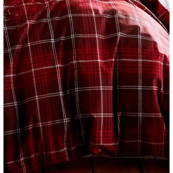 Червено памучно спално бельо Brushed Tartan, 200 x 200 cm - Catherine Lansfield-image-3