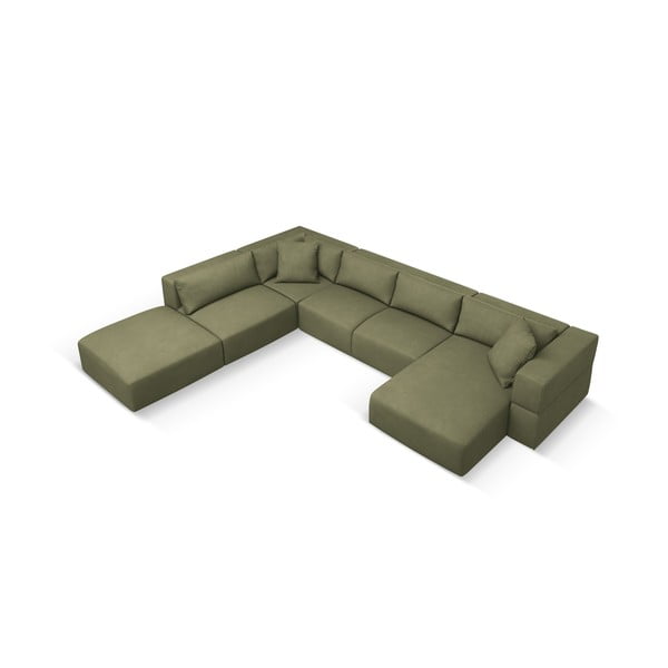 Светлозелен ъгъл U-образен диван, ляв ъгъл Esther – Milo Casa-image-3