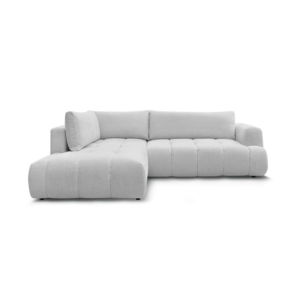 Светлосив сгъваем/с място за съхранение ъглов диван (ляв ъгъл/L форма) Fuji – Bobochic Paris