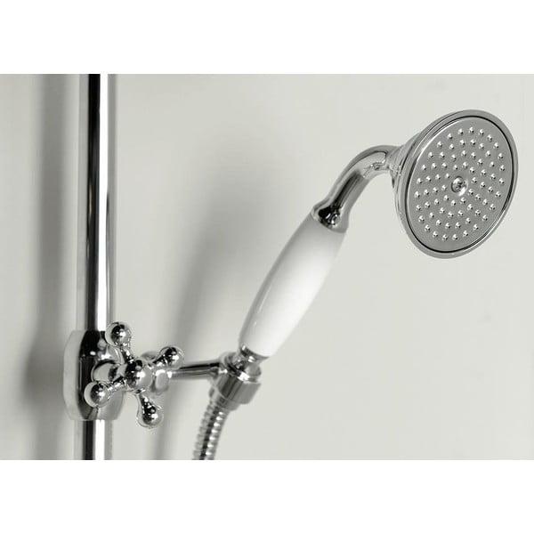 Месингов душ комплект в лъскаво сребристо с термостатен смесител с душ глава и ръчен душ 142 cm Antea – Sapho-image-1