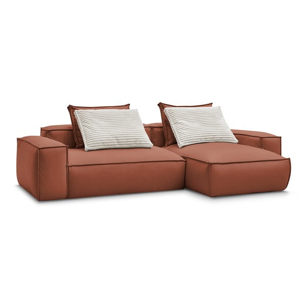 Тъмнокафяв ъглов диван от изкуствена кожа (променлив) Boheme – Bobochic Paris-image-3