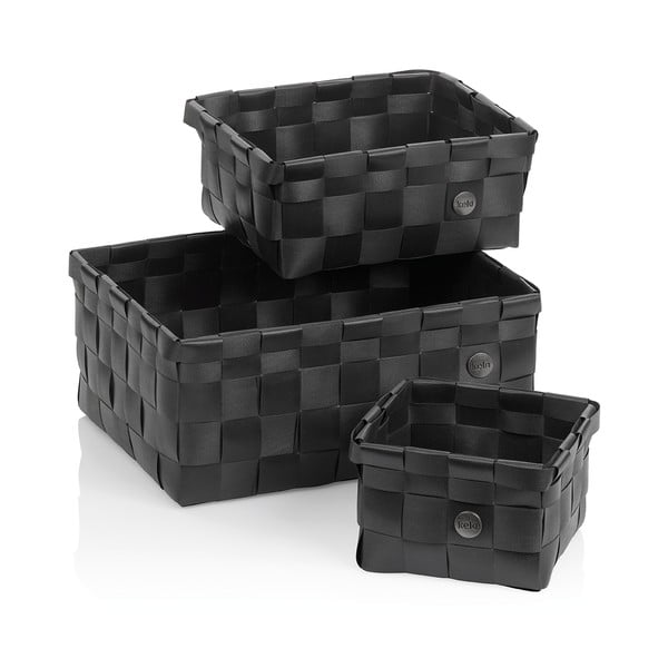 Комплект от 3 черни кошници за съхранение Neo - Kela