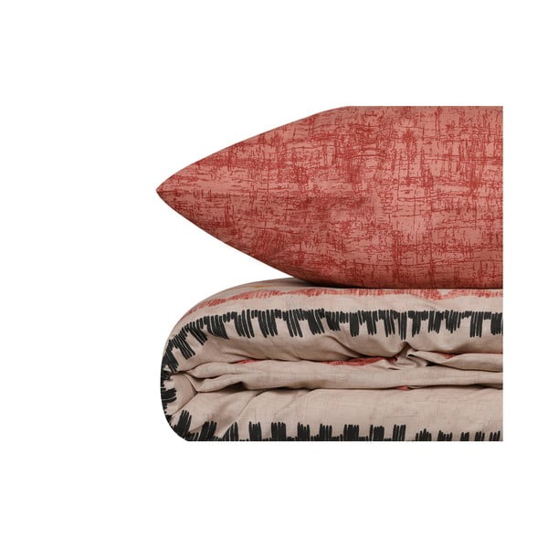 Памучно спално бельо за единично легло в бежово и тухлено 140x200 cm Felix - Mijolnir-image-2