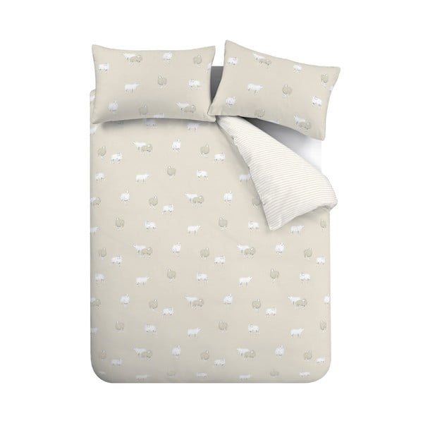 Бежово единично  фланелено спално бельо 135x200 cm Sheep – Catherine Lansfield