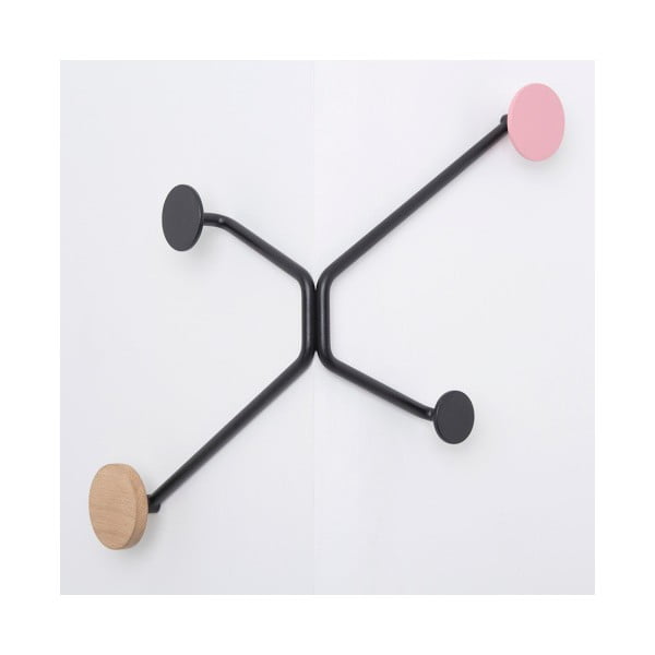 Черна стенна закачалка за външен ъгъл с розов детайл Hook - Gazzda-image-2