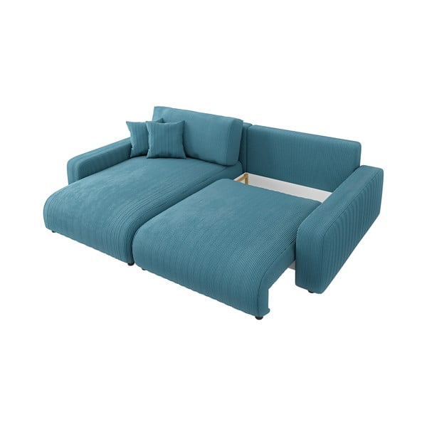 Тюркоаз сгъваем ъглов диван от рипсено кадифе Sara – Ropez-image-4