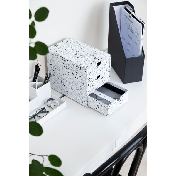 Черно-бяла кутия за чекмеджета с 3 отделения Ingrid - Bigso Box of Sweden-image-1
