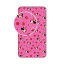 Розов еластичен памучен детски чаршаф 90x200 cm Minnie "Hearts" – Jerry Fabrics