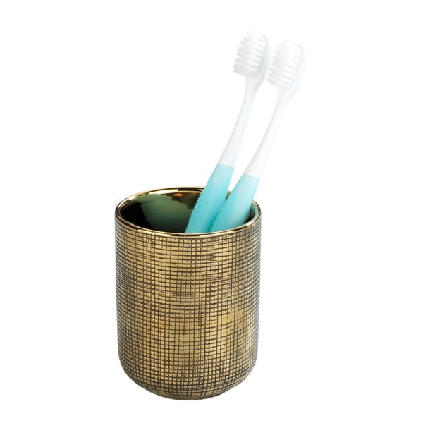 Керамична чаша за четки за зъби в златист цвят Rivara – Wenko-image-2
