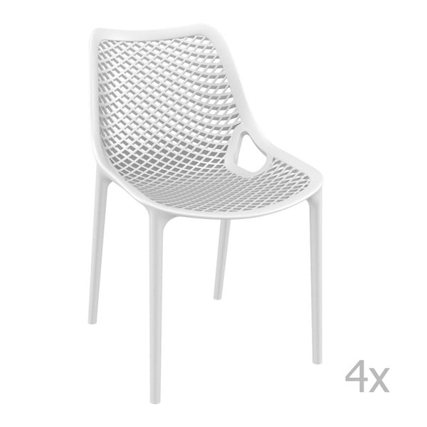 Sada 4 bílých zahradních židlí Resol Grid