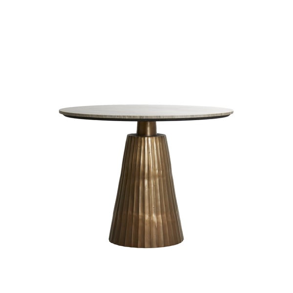 Кръгла маса за хранене в бронзов и естествен цвят с мраморен плот ø 100 cm Rianne - Light & Living