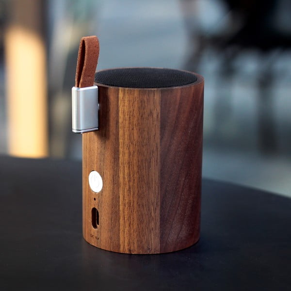 Bluetooth колонка с лампа от тъмно орехово дърво Drum - Gingko
