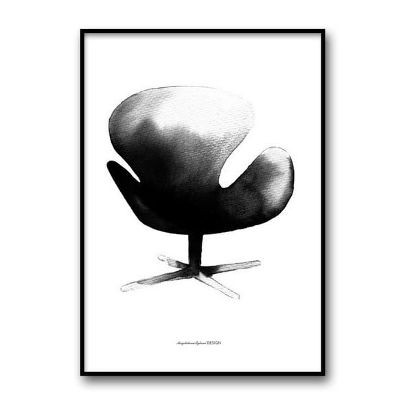 Autorský plakát Swan Chair, 50x70 cm