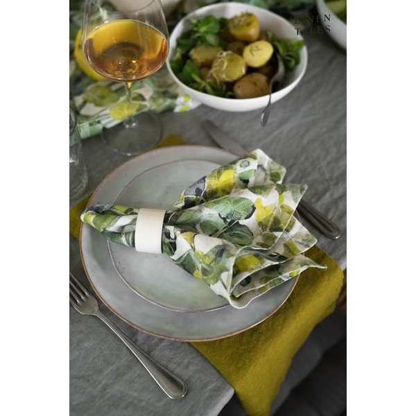 Зелени текстилни подложки в комплект 4 бр. Lotus – Linen Tales-image-1