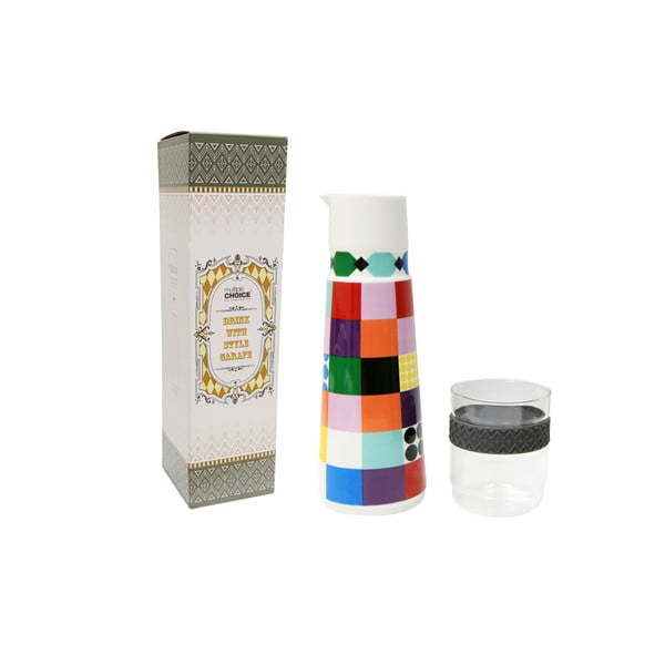 Комплект от декантер и чаши от костен порцелан Colorful - Silly Design