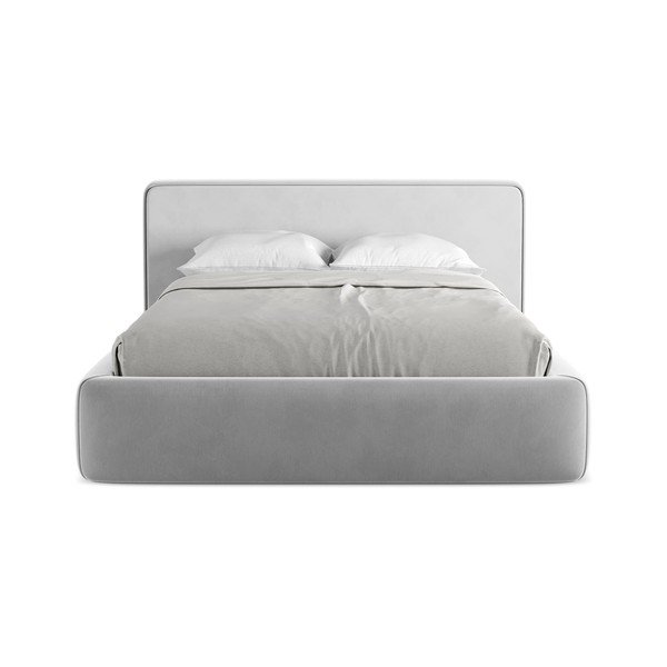 Сиво двойно тапицирано легло с място за съхранение и включена подматрачна рамка 140x200 cm Kiana – Makamii-image-4