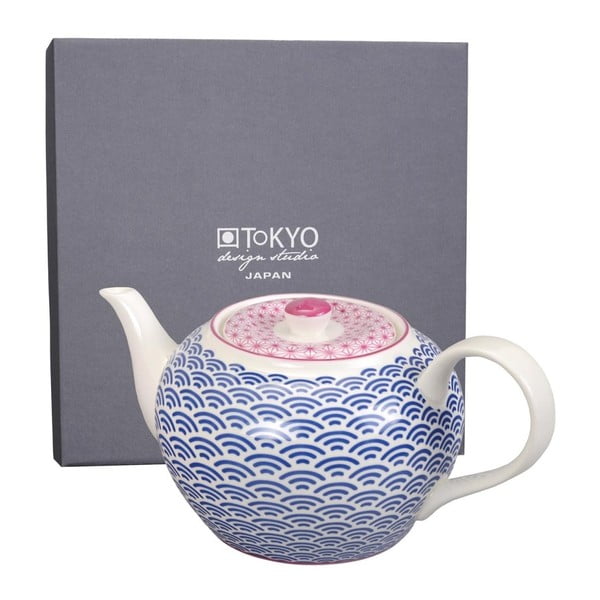 Modrorůžová porcelánová konvice na čaj Tokyo Design Studio Wave