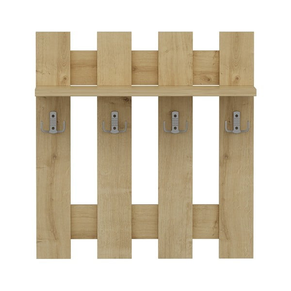 Закачалка за стена в дъбов декор в естествен цвят Utica - Kalune Design