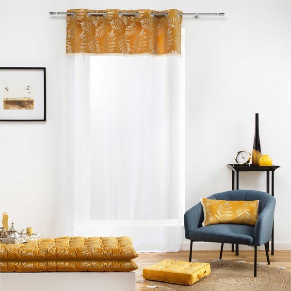 Завеса в цълт и бял цвят 140x280 cm Adelor – douceur d'intérieur-image-1