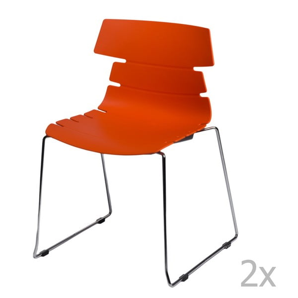 Sada 2 oranžových židlí D2 Techno