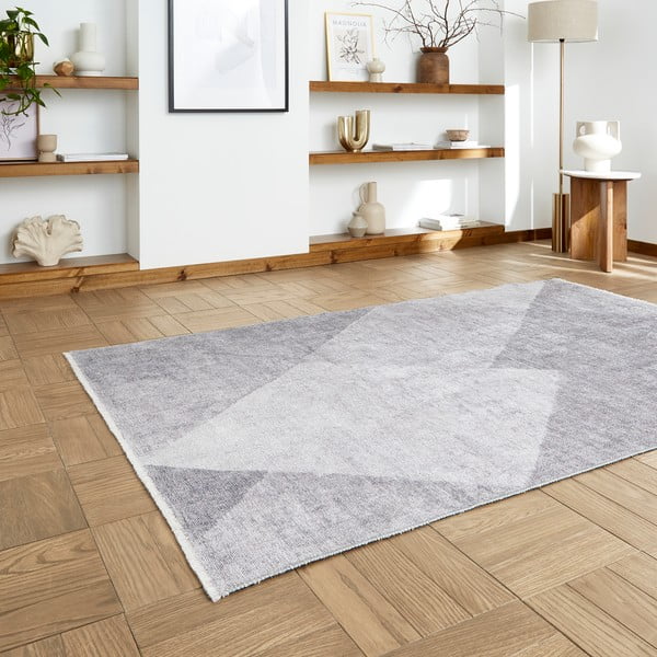 Светлосив килим със смес от памук подходящ за пране 122x170 cm Whisper – Think Rugs-image-2