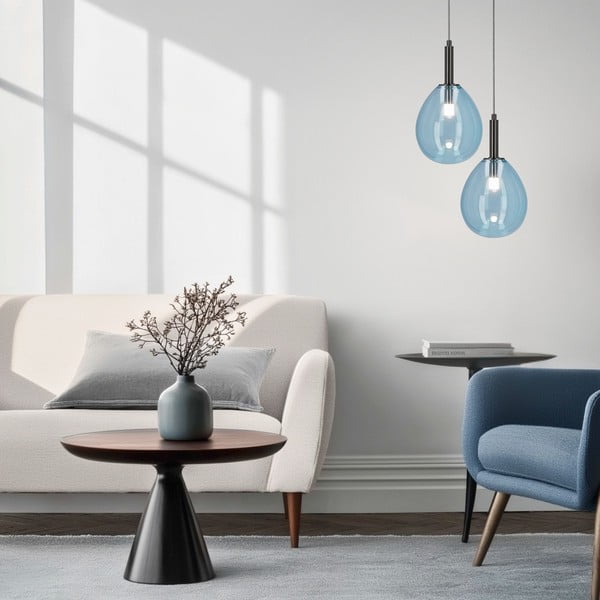 Синьо  LED висящо осветително тяло със стъклен абажур Lukka – Candellux Lighting-image-1