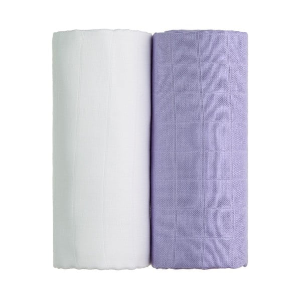 Комплект от 2 памучни кърпи за баня в бяло и лилаво , 90 x 100 cm Tetra - T-TOMI