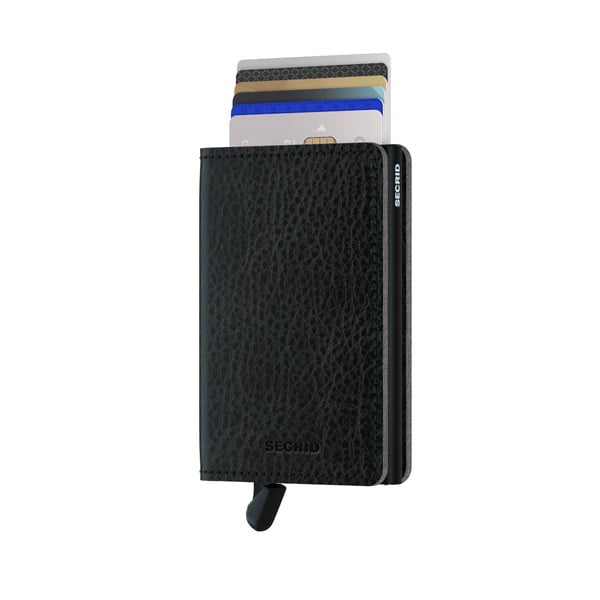 Черен кожен портфейл с картодържател Elegance - Secrid