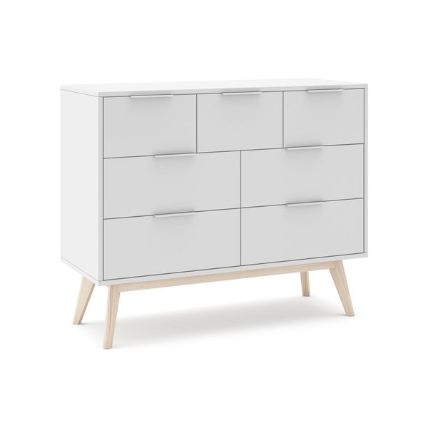 Бял нисък скрин с чекмеджета 120x83 cm Campus - Marckeric-image-3