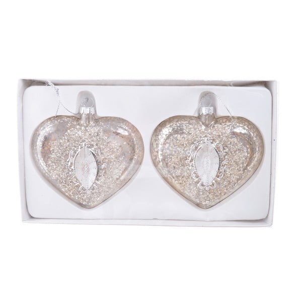 Комплект от 2 стъклени висящи декорации Enchanted Hearts - Ewax